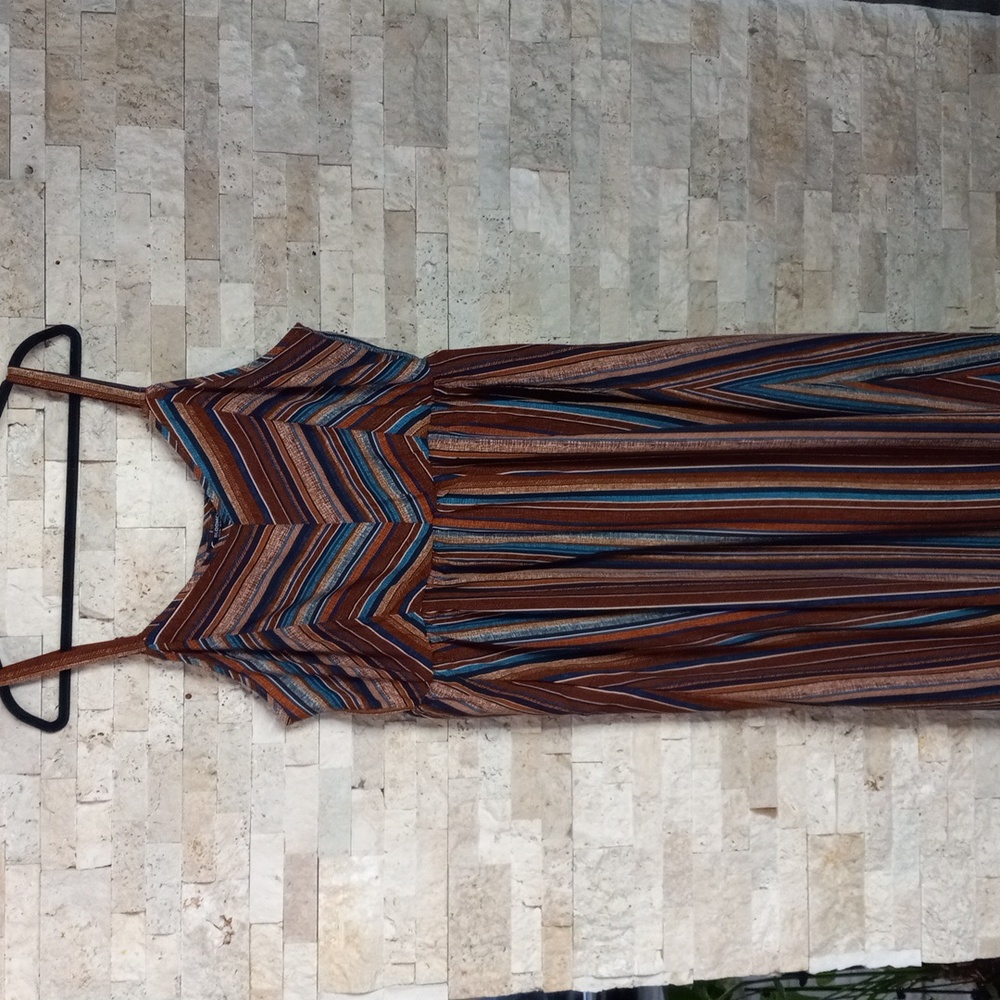 Bloomchic Plus Women's Striped Contrast Pocket Split Hem V-neck Line Dress